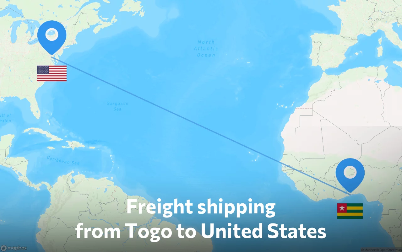Shipping route from Togo to United States