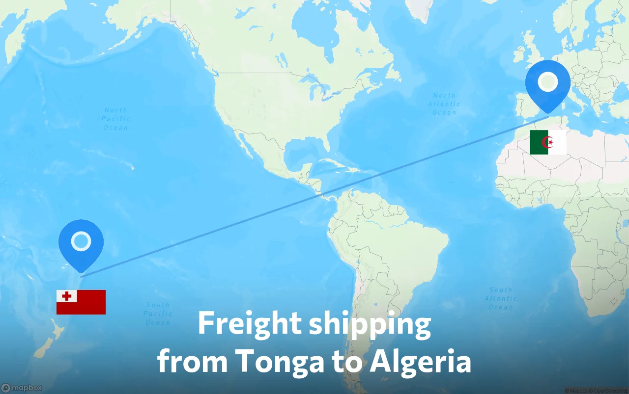 Shipping route from Tonga to Algeria