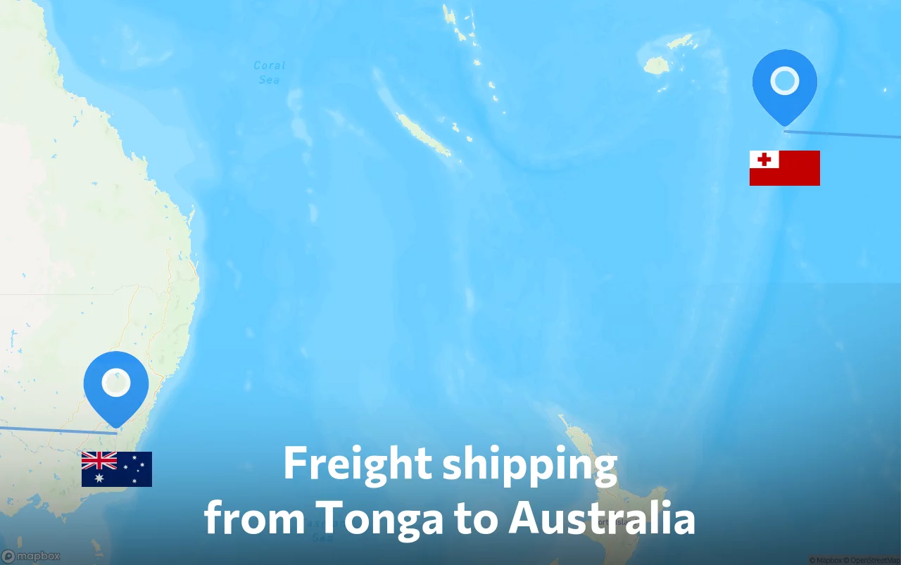 Shipping route from Tonga to Australia