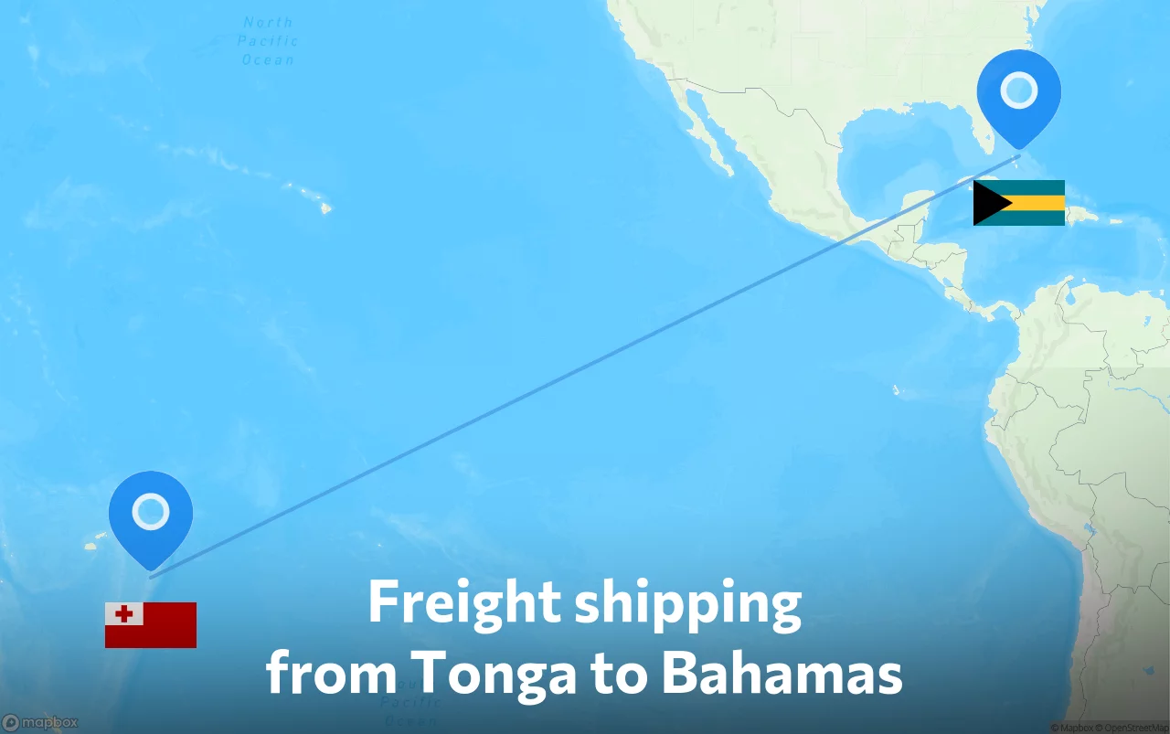 Shipping route from Tonga to Bahamas