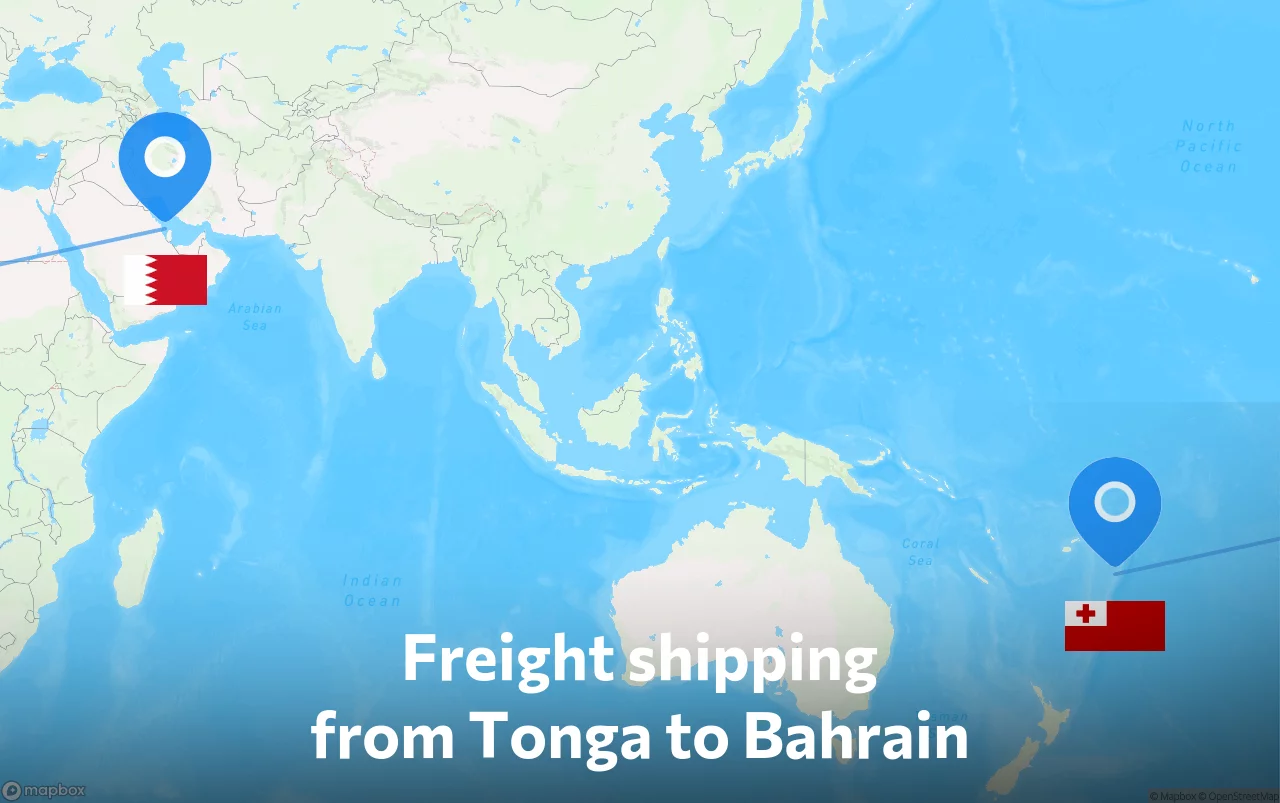 Shipping route from Tonga to Bahrain