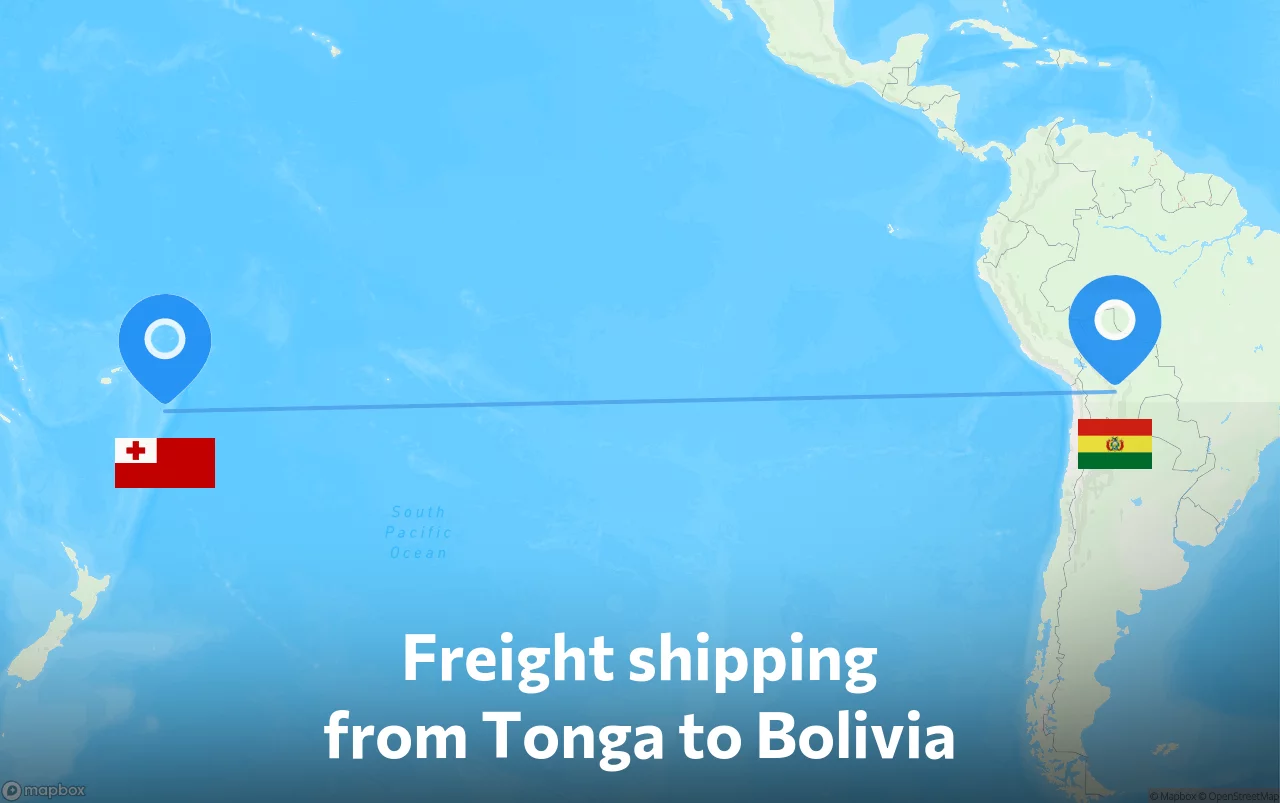 Shipping route from Tonga to Bolivia