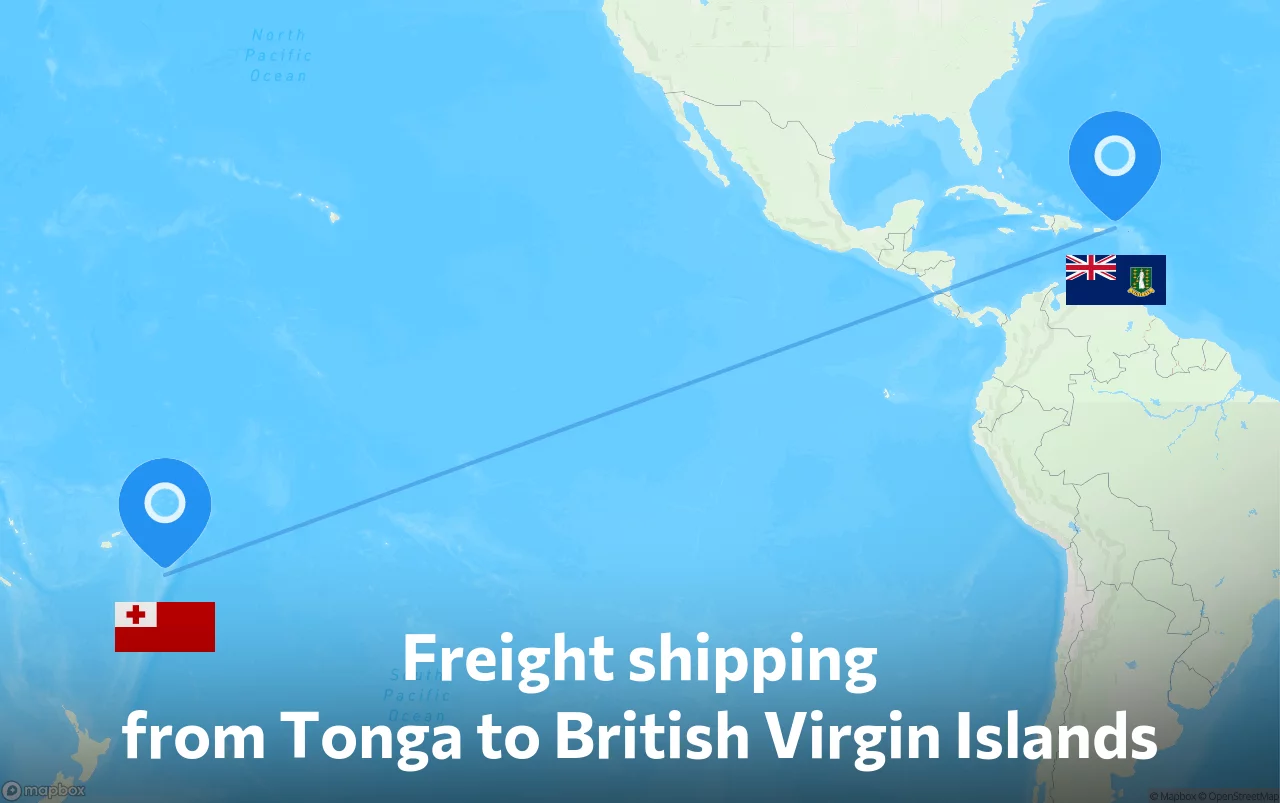 Shipping route from Tonga to British Virgin Islands