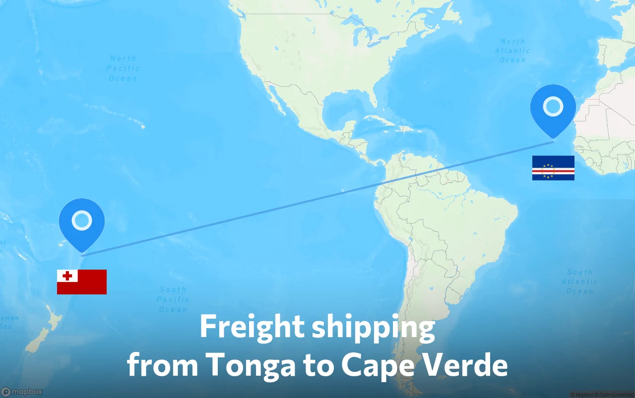 Shipping route from Tonga to Cape Verde