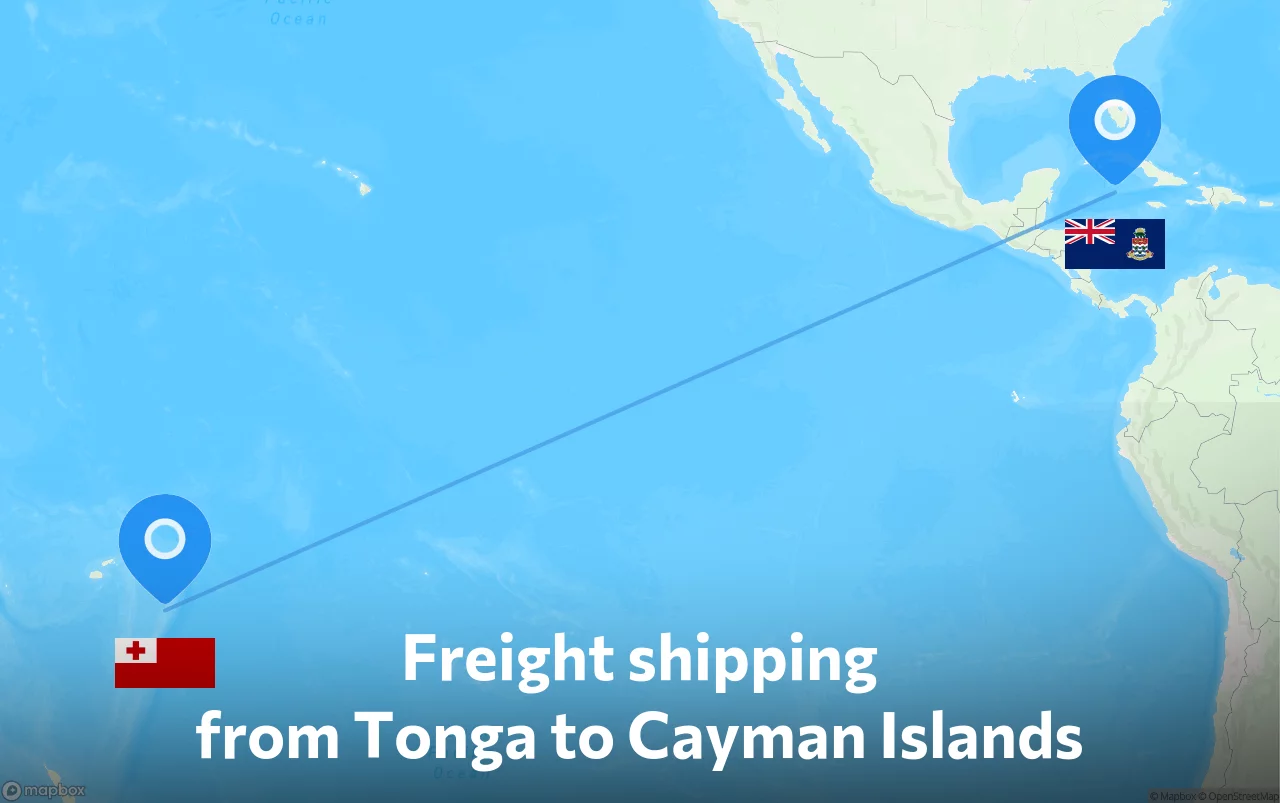 Shipping route from Tonga to Cayman Islands