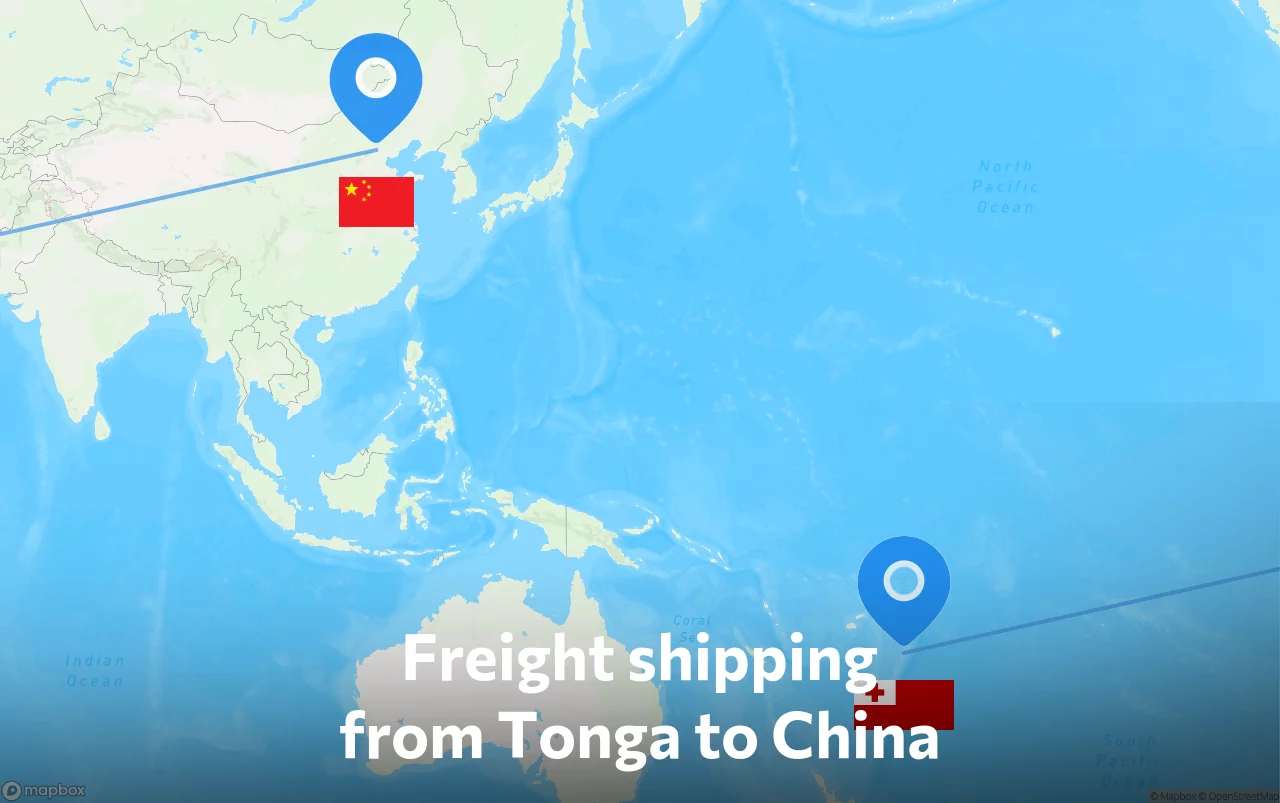 Shipping route from Tonga to China