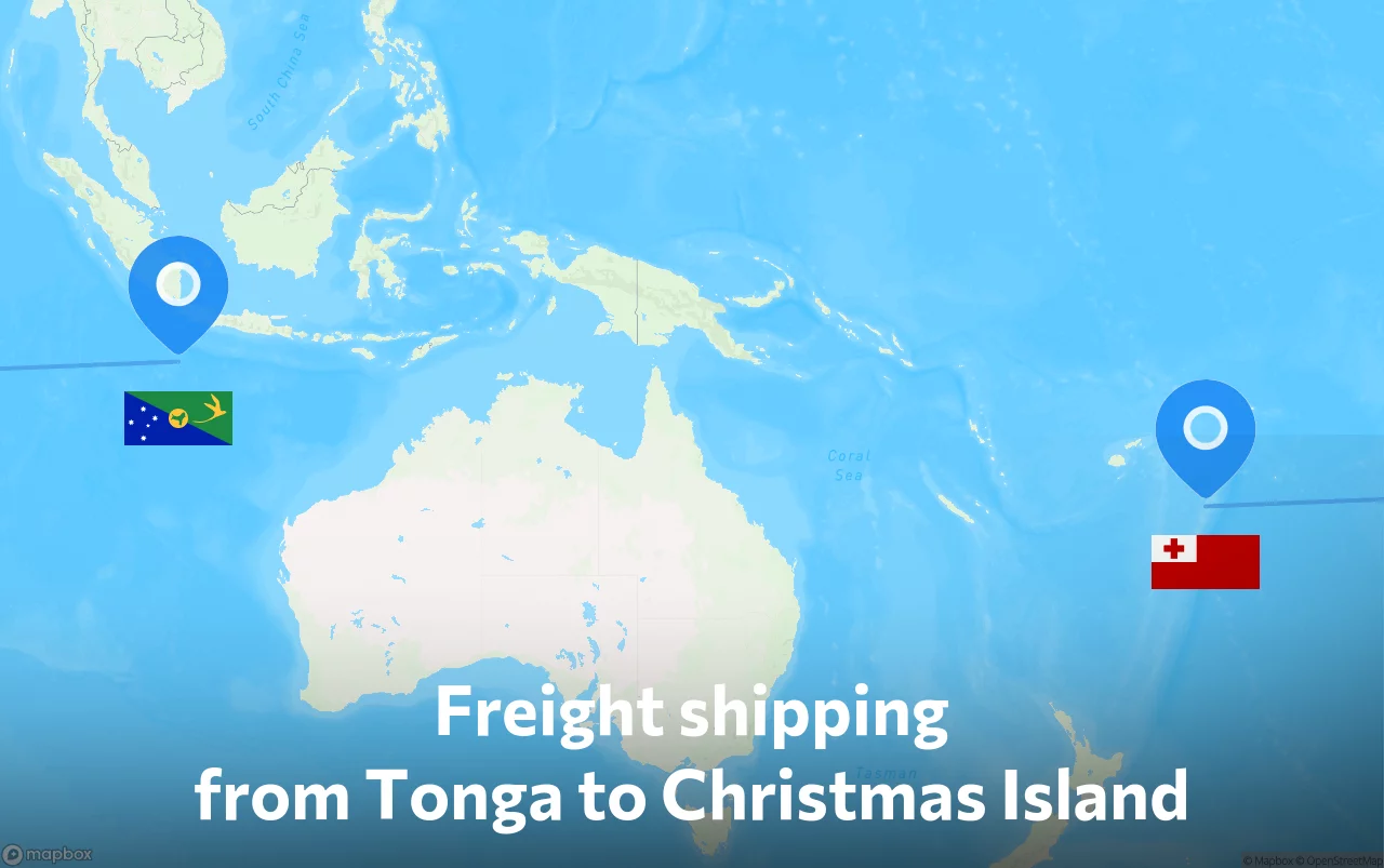 Shipping route from Tonga to Christmas Island