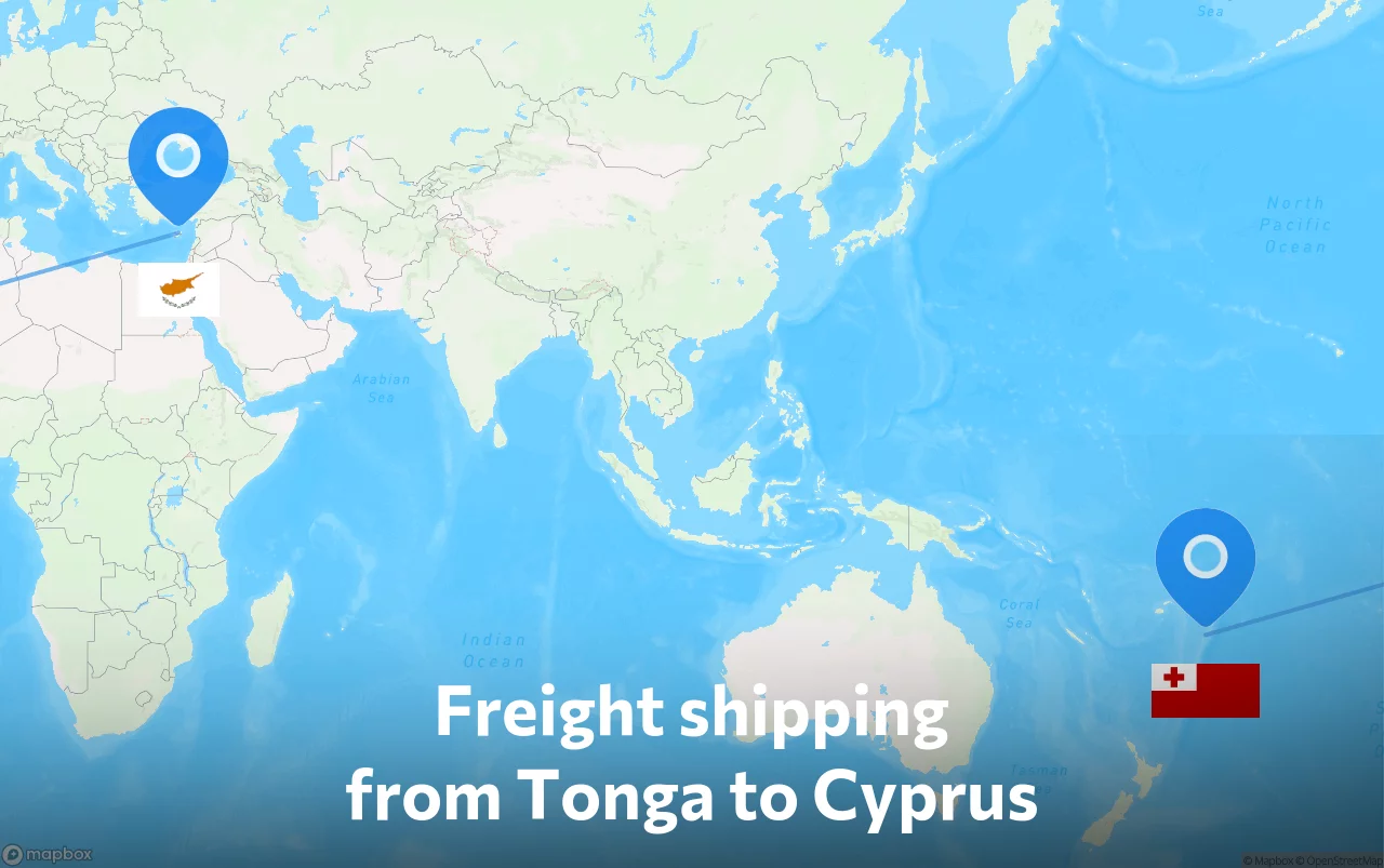 Shipping route from Tonga to Cyprus