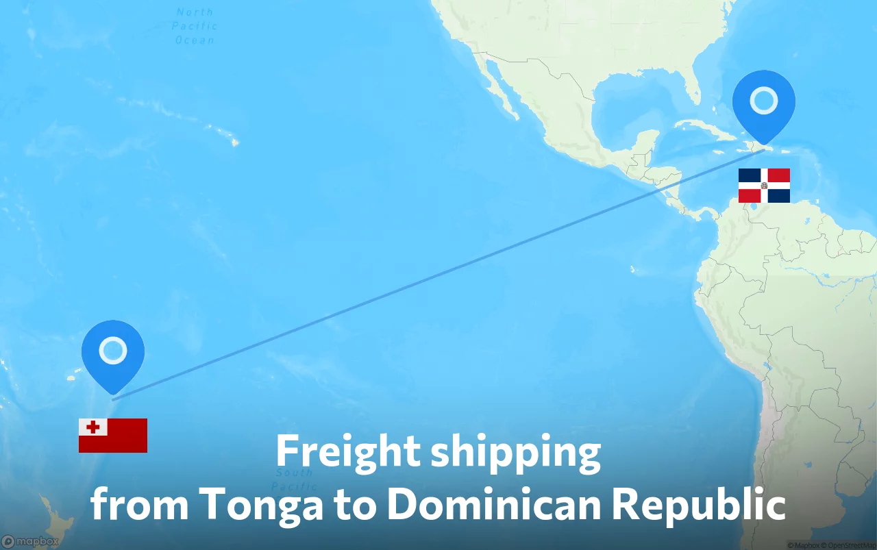 Shipping route from Tonga to Dominican Republic
