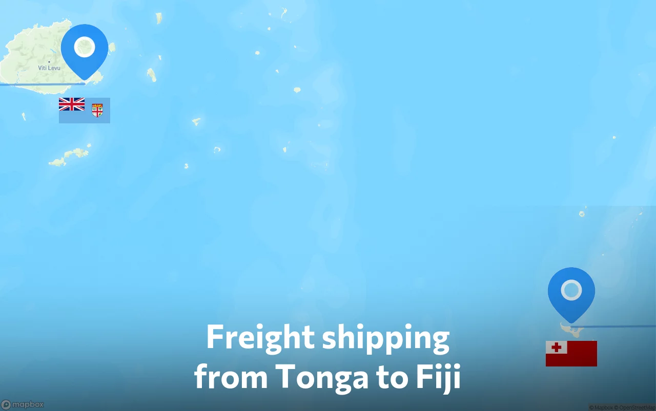 Shipping route from Tonga to Fiji