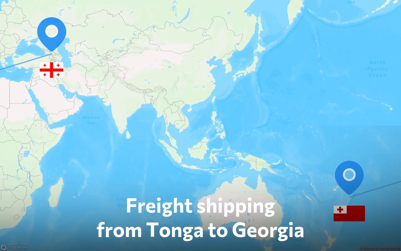 Shipping route from Tonga to Georgia