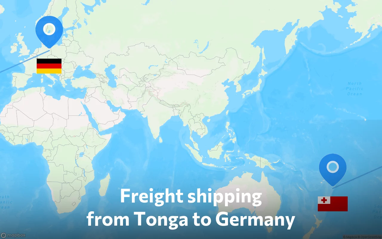 Shipping route from Tonga to Germany