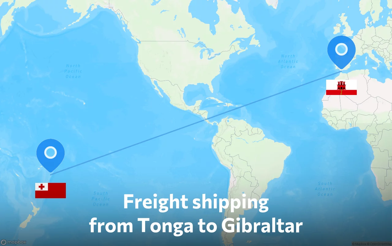 Shipping route from Tonga to Gibraltar