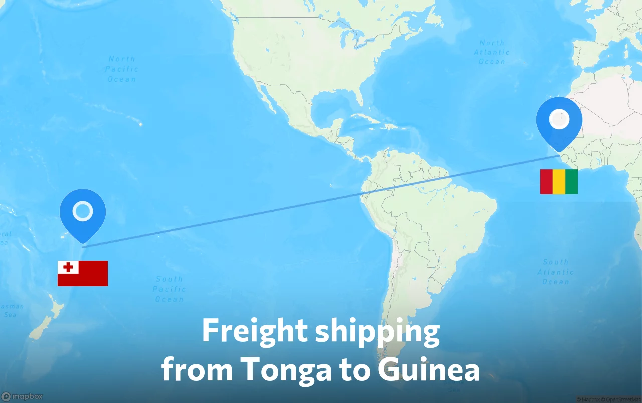 Shipping route from Tonga to Guinea