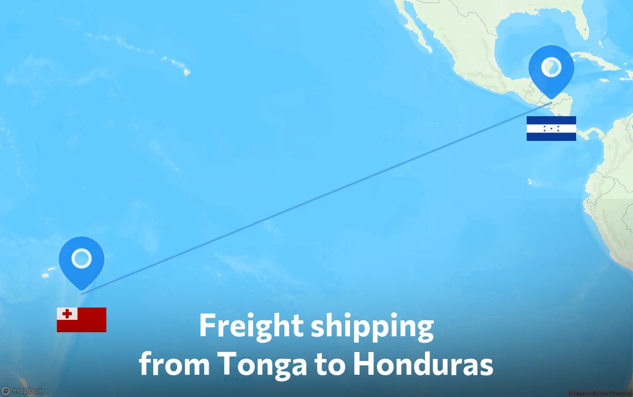Shipping route from Tonga to Honduras