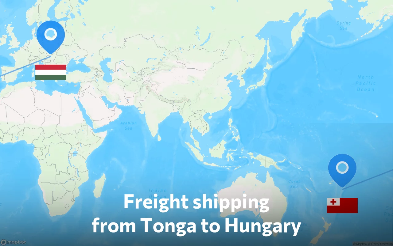 Shipping route from Tonga to Hungary