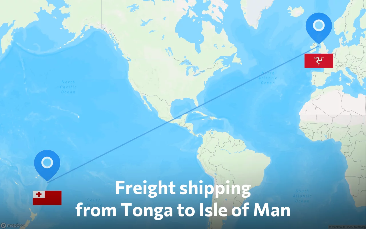 Shipping route from Tonga to Isle of Man