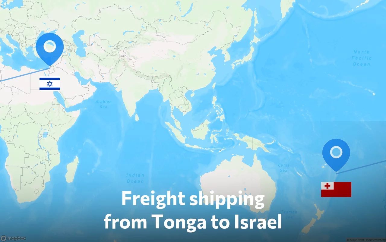 Shipping route from Tonga to Israel