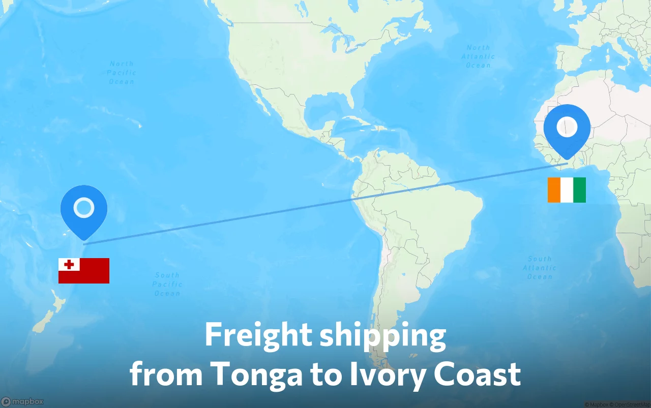 Shipping route from Tonga to Ivory Coast