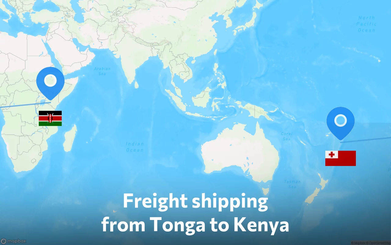 Shipping route from Tonga to Kenya