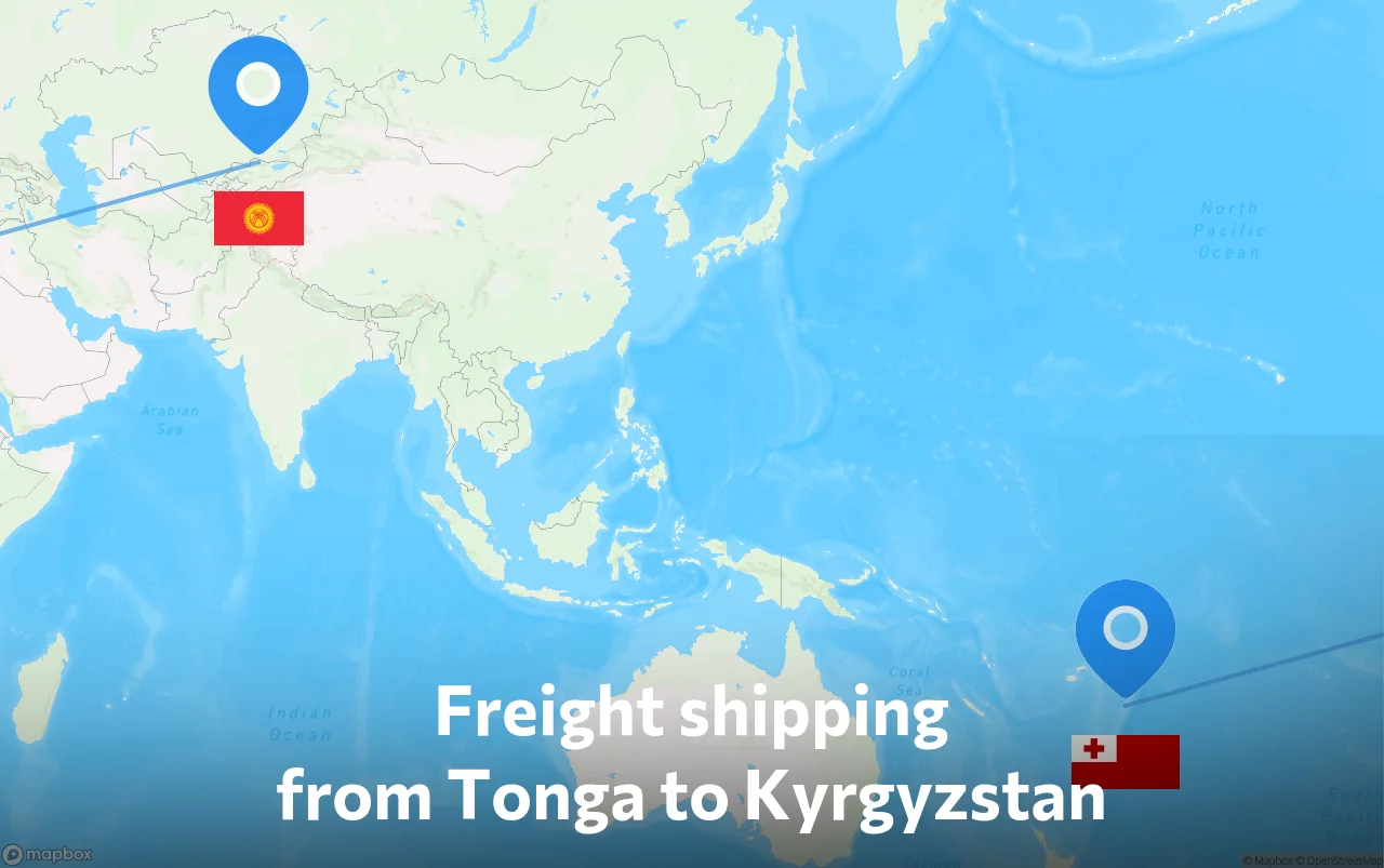 Shipping route from Tonga to Kyrgyzstan