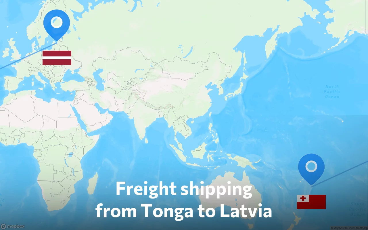 Shipping route from Tonga to Latvia