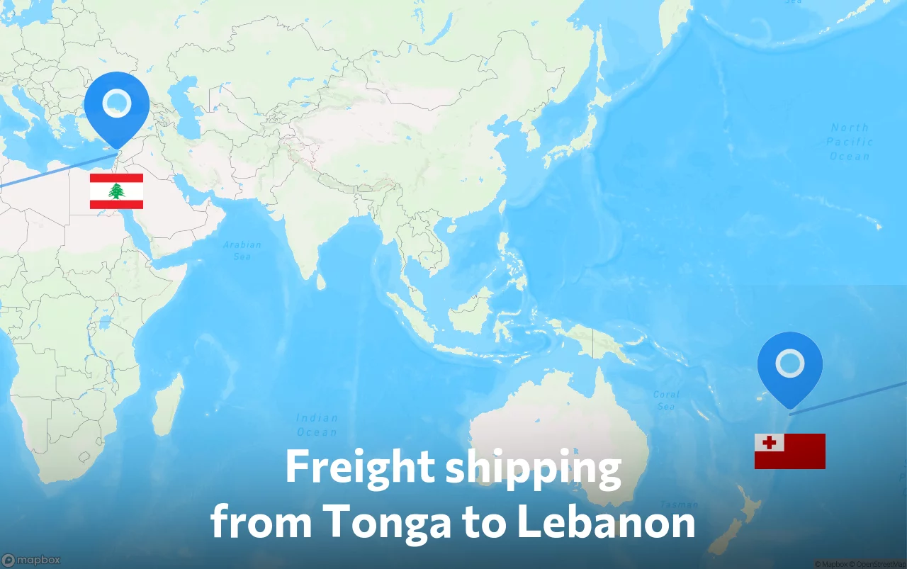 Shipping route from Tonga to Lebanon