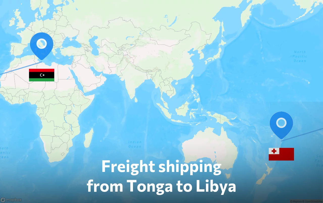 Shipping route from Tonga to Libya