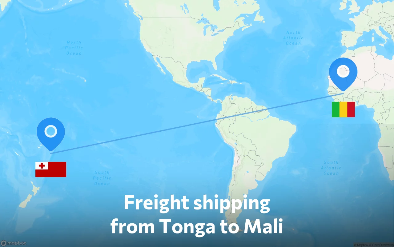 Shipping route from Tonga to Mali
