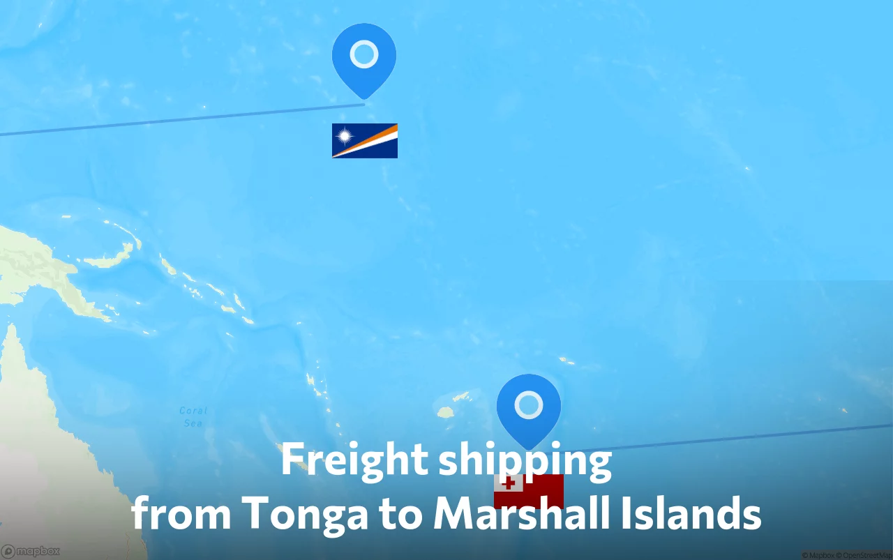 Shipping route from Tonga to Marshall Islands