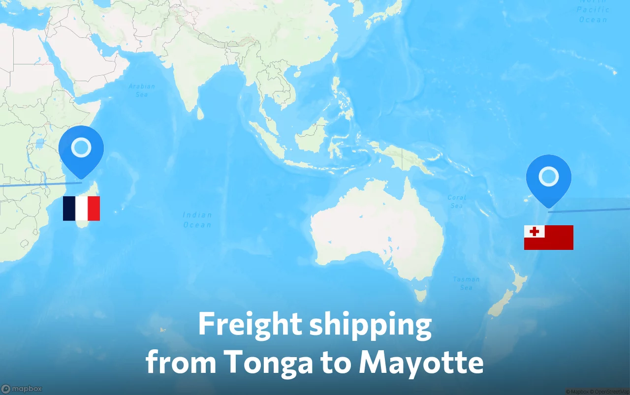 Shipping route from Tonga to Mayotte