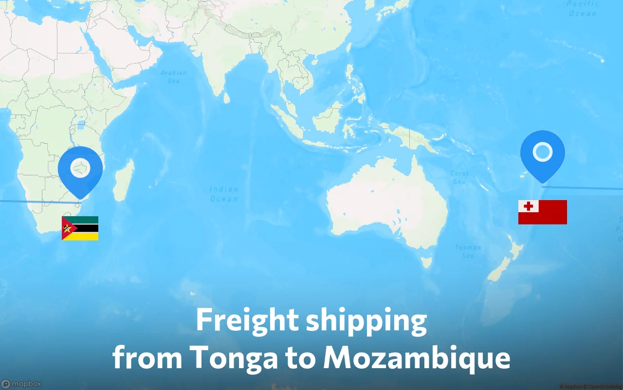 Shipping route from Tonga to Mozambique