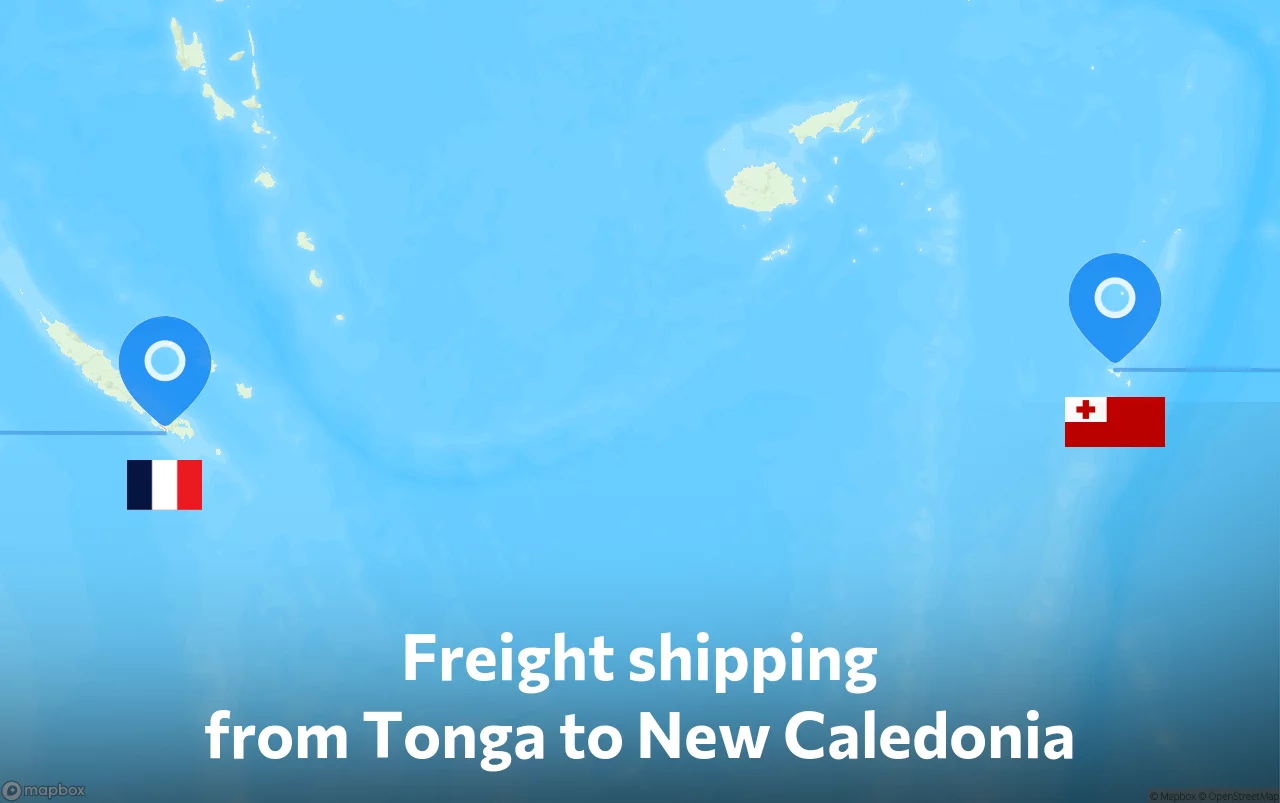 Shipping route from Tonga to New Caledonia