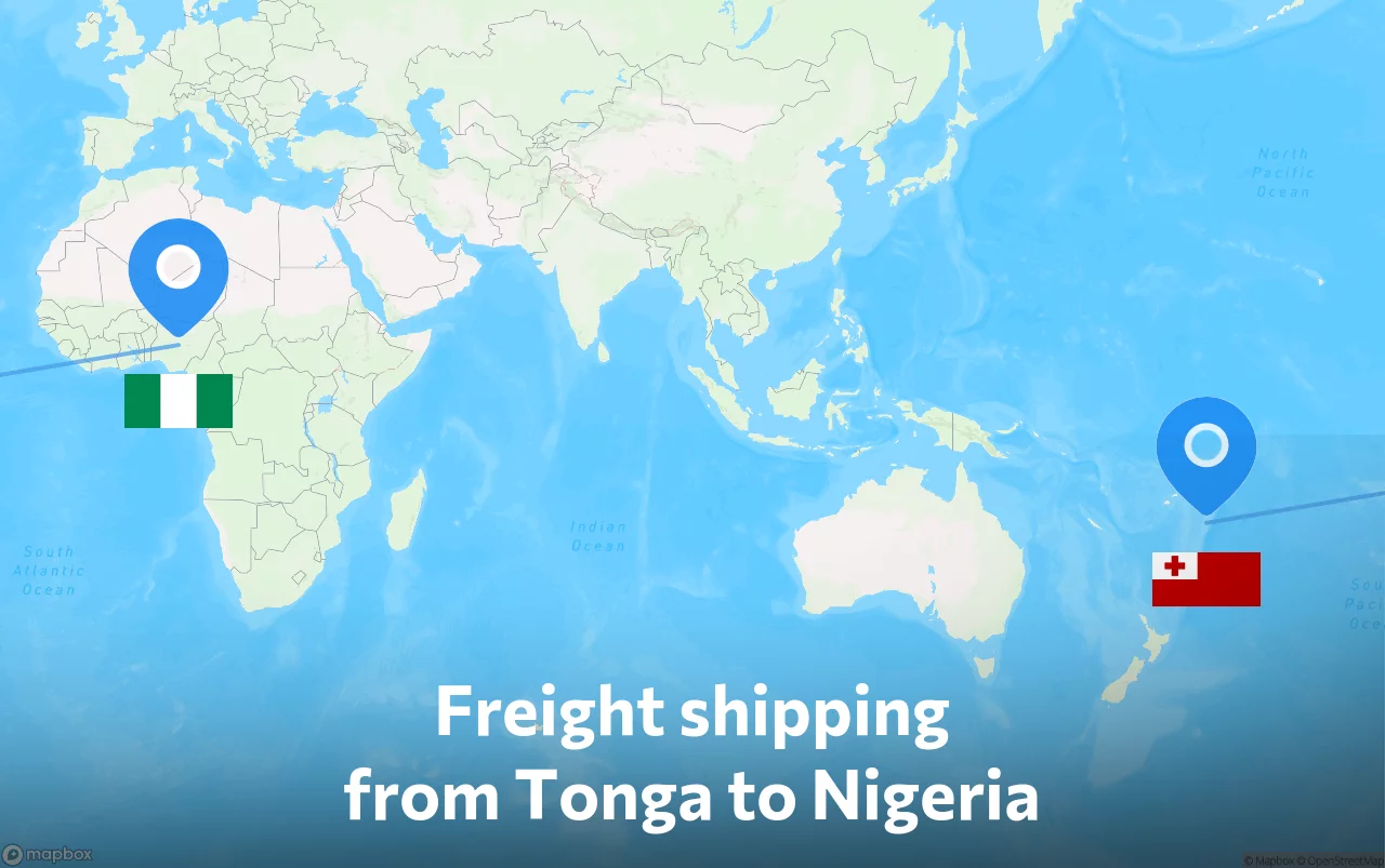 Shipping route from Tonga to Nigeria
