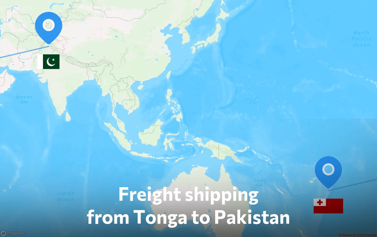 Shipping route from Tonga to Pakistan