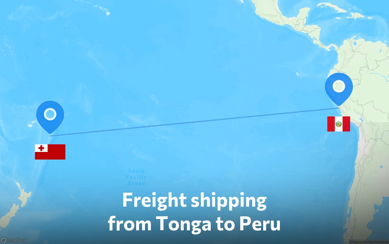 Shipping route from Tonga to Peru
