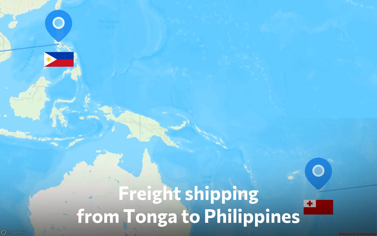 Shipping route from Tonga to Philippines