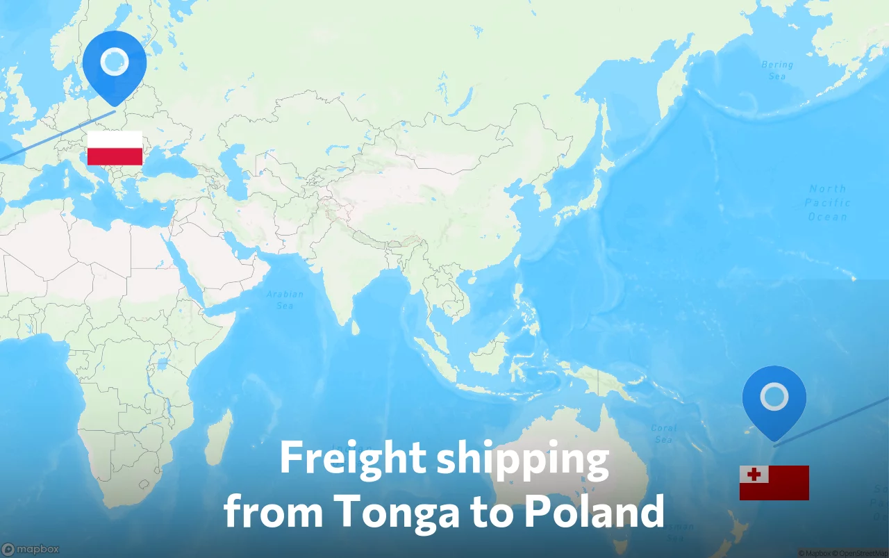 Shipping route from Tonga to Poland