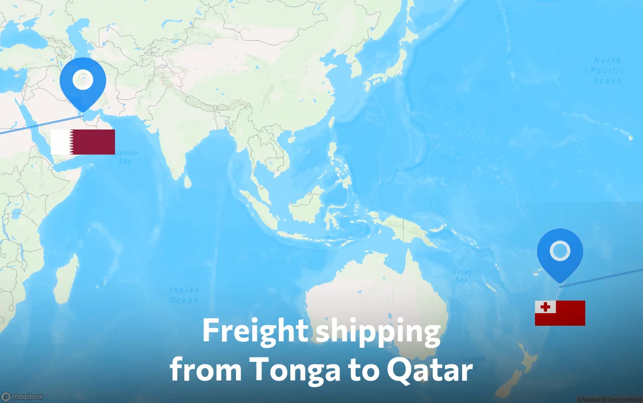 Shipping route from Tonga to Qatar