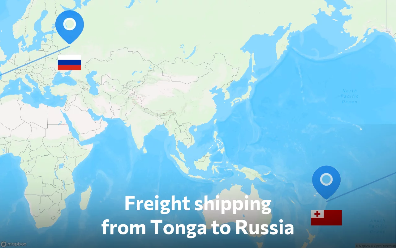 Shipping route from Tonga to Russia