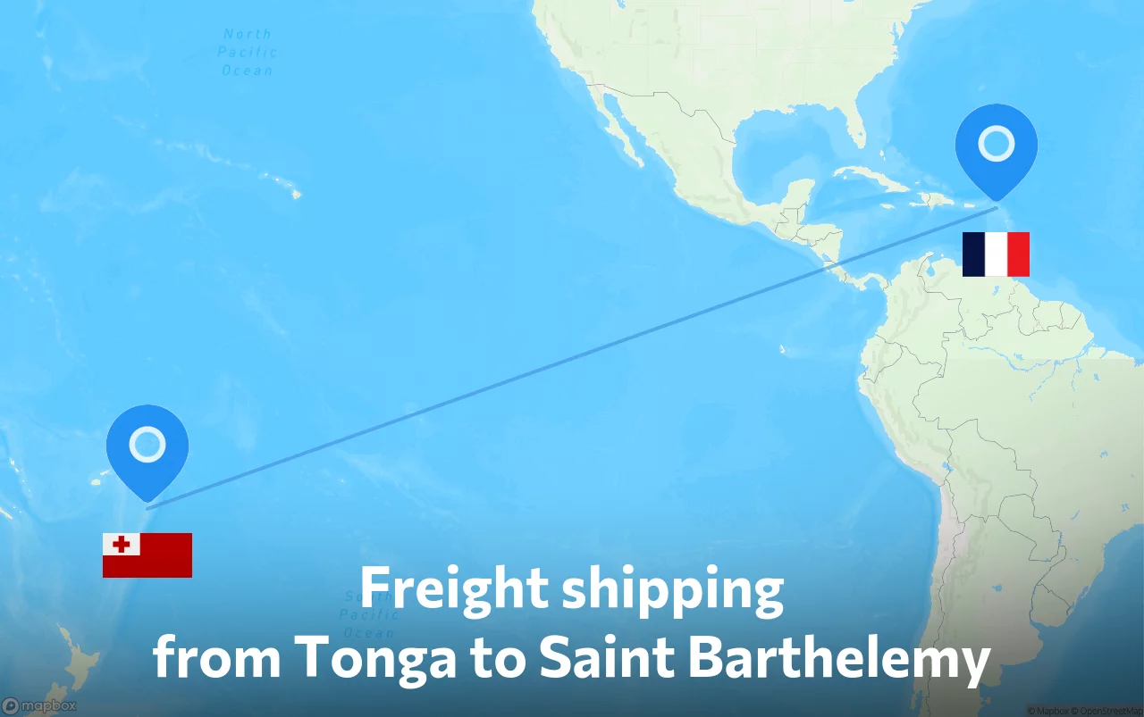 Shipping route from Tonga to Saint Barthelemy