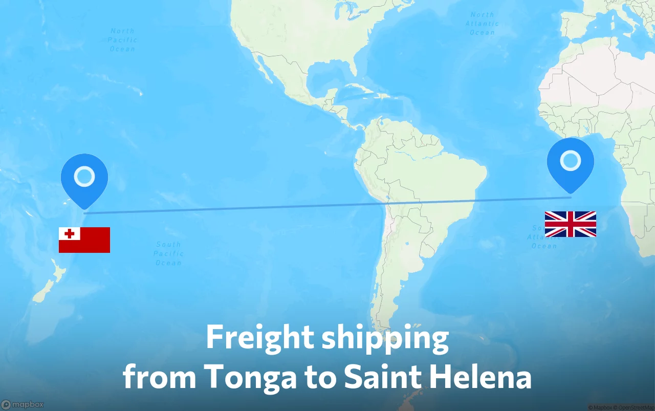 Shipping route from Tonga to Saint Helena