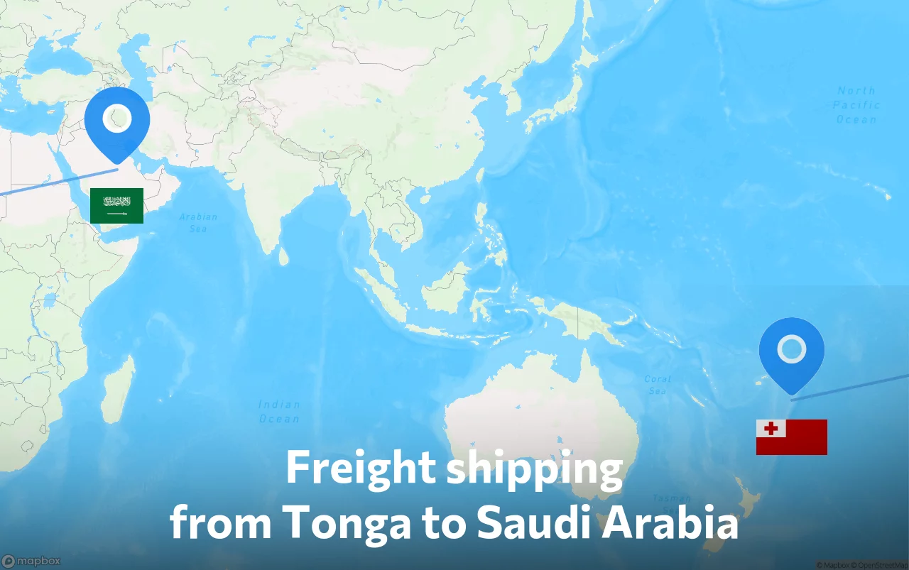 Shipping route from Tonga to Saudi Arabia