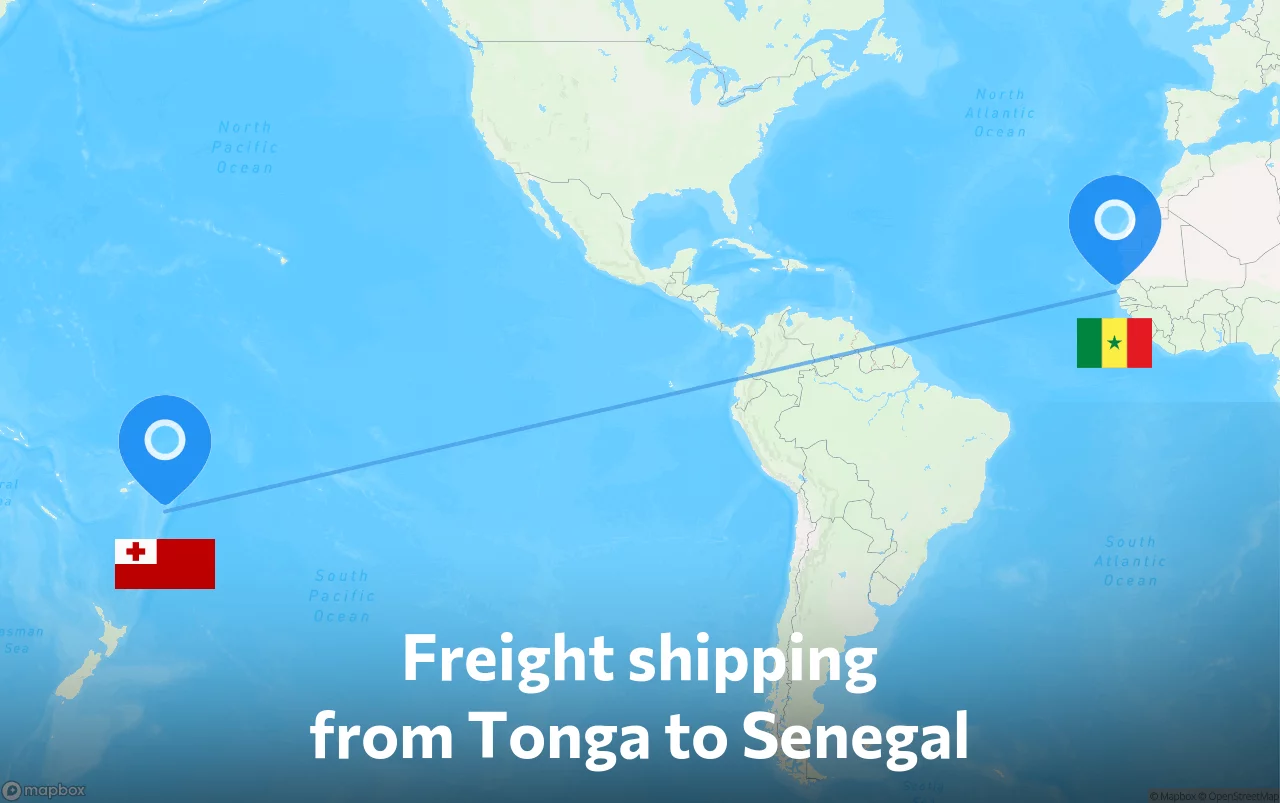 Shipping route from Tonga to Senegal