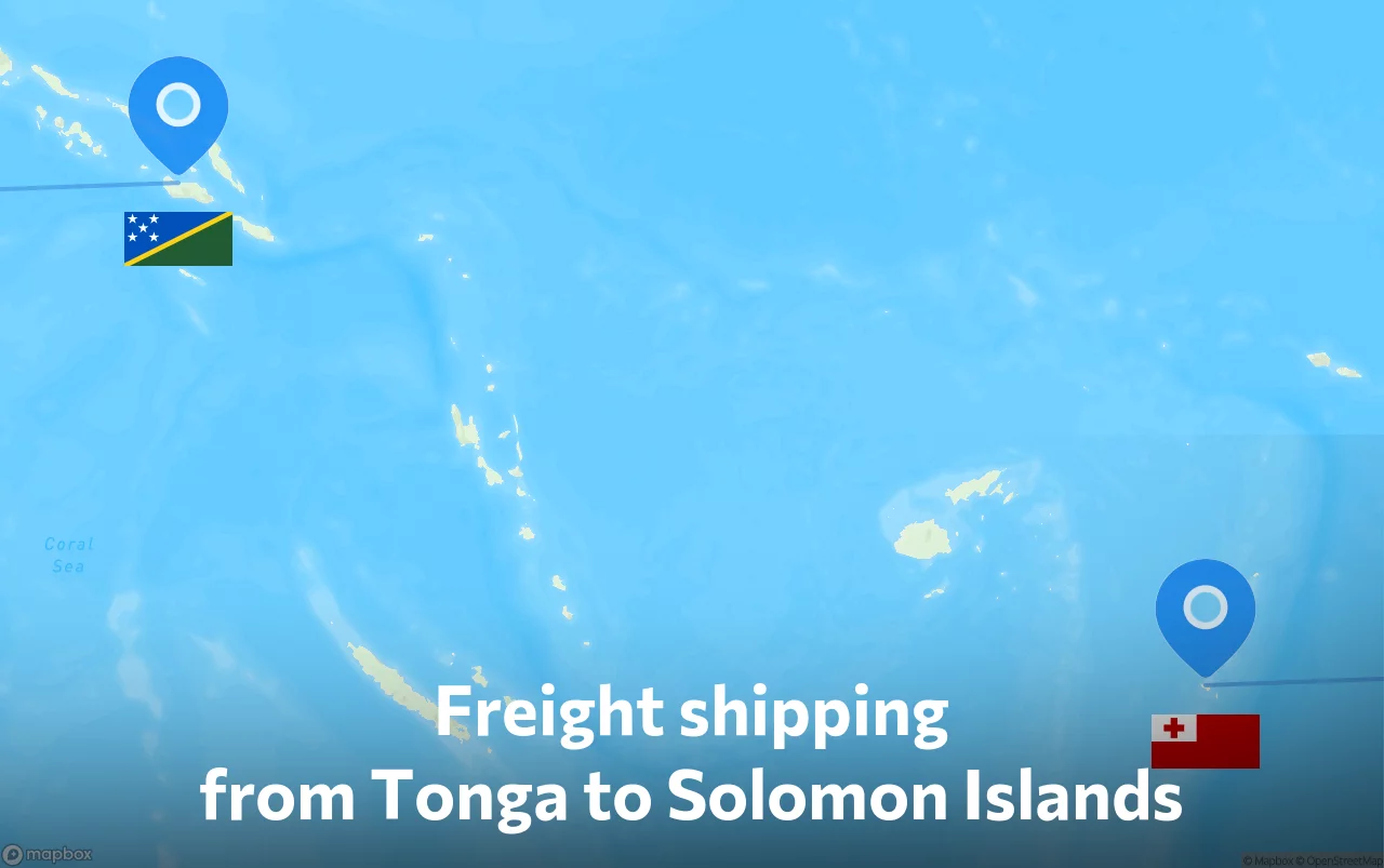 Shipping route from Tonga to Solomon Islands