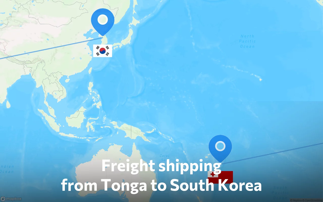 Shipping route from Tonga to South Korea