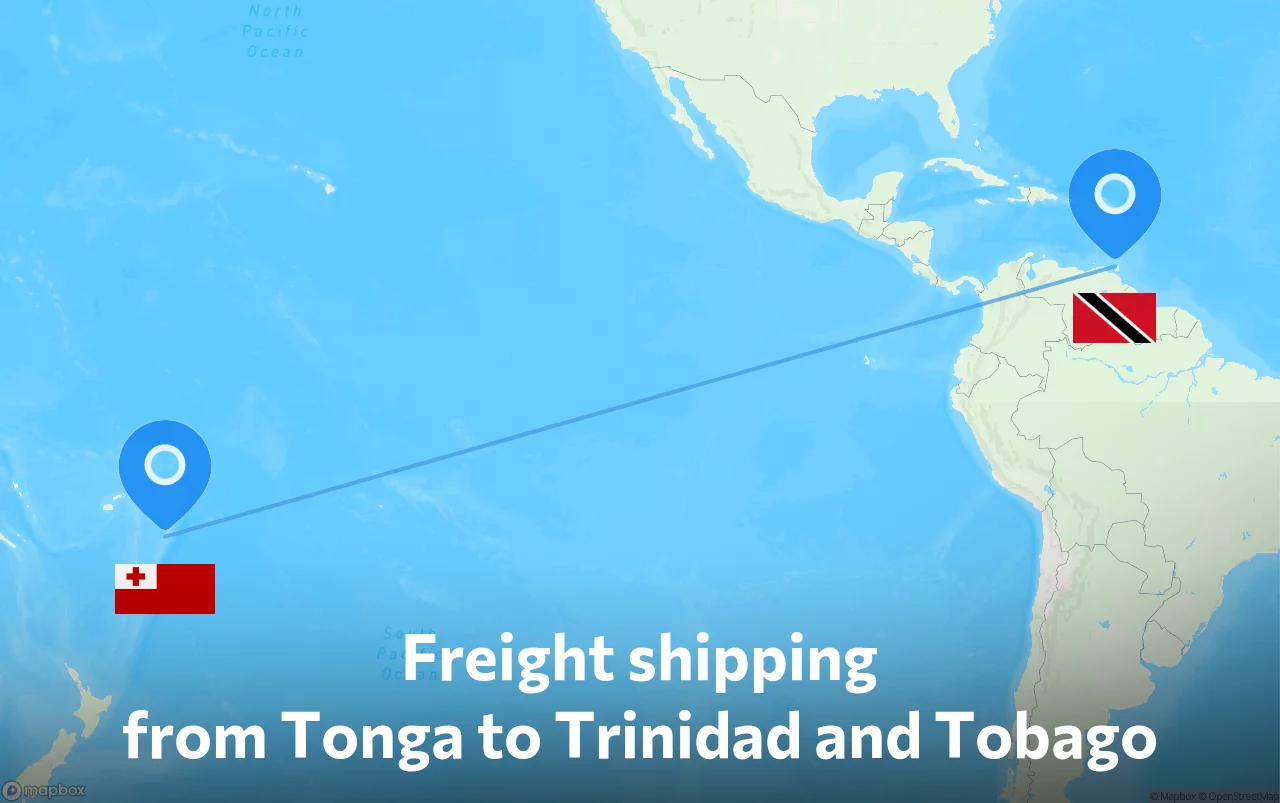 Shipping route from Tonga to Trinidad and Tobago