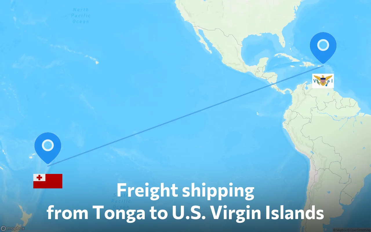 Shipping route from Tonga to U.S. Virgin Islands