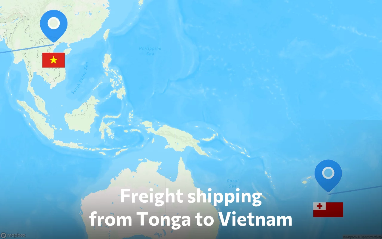 Shipping route from Tonga to Vietnam
