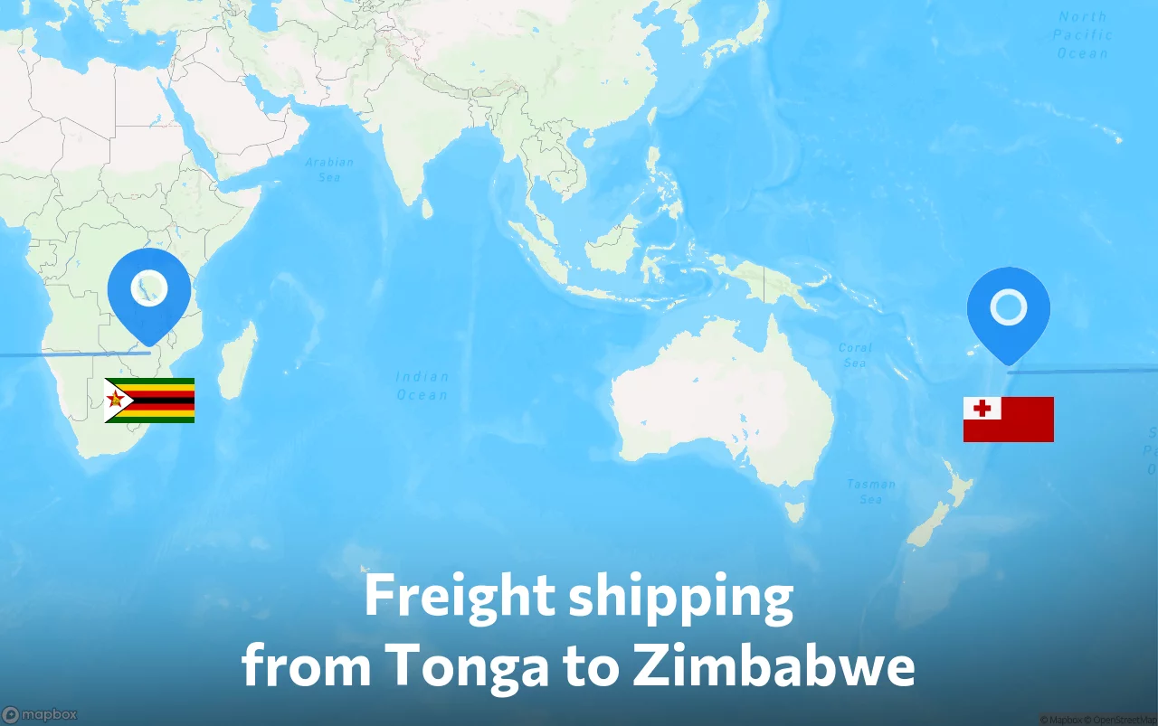 Shipping route from Tonga to Zimbabwe